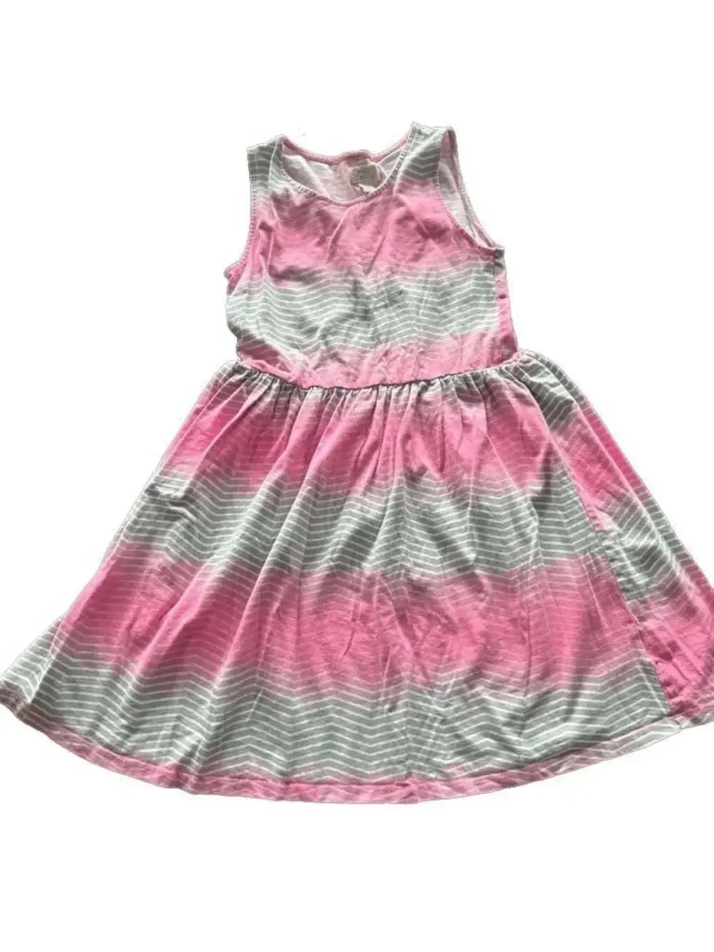 The Children's Place Girls Pink Chevron Striped Sleeveless Cotton Dress 10/12 - Picture 2 of 4